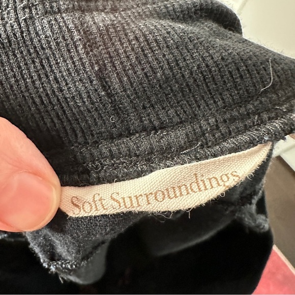 Soft Surroundings Pull On Size Medium Black Linen Rayon Blend Straight Leg Pants - Picture 3 of 10